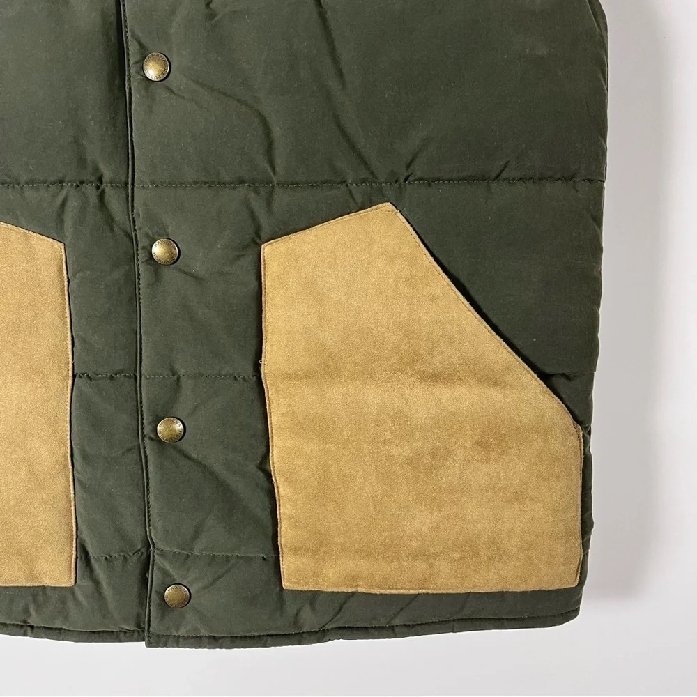 NWT Banana Republic Mens Puffer Vest Olive Green Tan Quilted Size XS Western